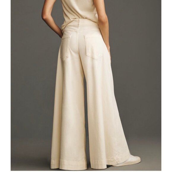 Pilcro Anthropologie High-Rise Wide-Leg Palazzo Pants Size 28 Buttercream - Picture 2 of 7